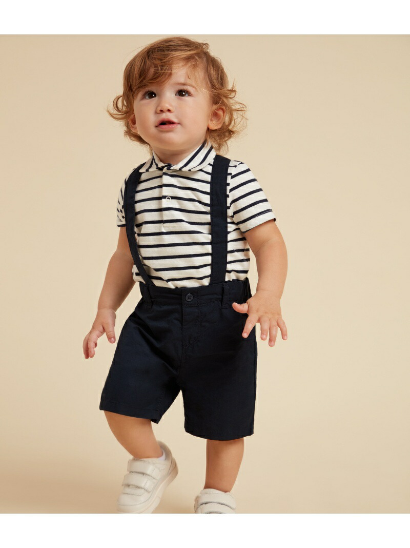 K サージ織ショートサロペット Petit Bateau プチバトー