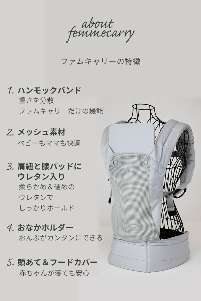 送料無料】ベビーキャリー おんぶ紐 だっこ紐 ファムキャリー メッシュ