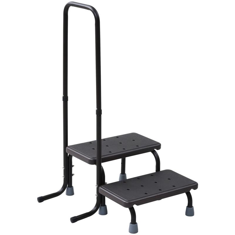 ガーデンマスター(Gardenmaster) 取っ手付き樹脂2段踏み台 幅53.5×奥行53.5×高さ94.5cm ステップ幅22cm 耐荷重:約100kg バルコニー ベランダ デッキ 縁台 段差解消 介護 ダークブラウン YMP-5502H