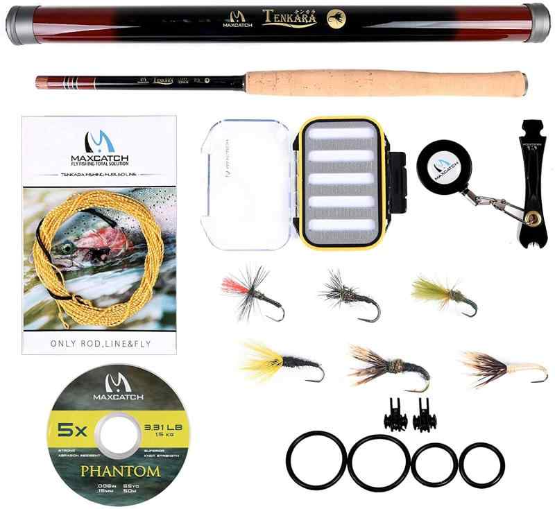 M MAXIMUMCATCH Maxcatch Tenkara rod テンカラロッド 渓流竿 フライフィッシングロッド伸縮 カーボンチューブサイズ（10/11/12/13ft） (簡単テンカラフィッシングセット, トリプルズーム:8'3"/9｜PeTiTe