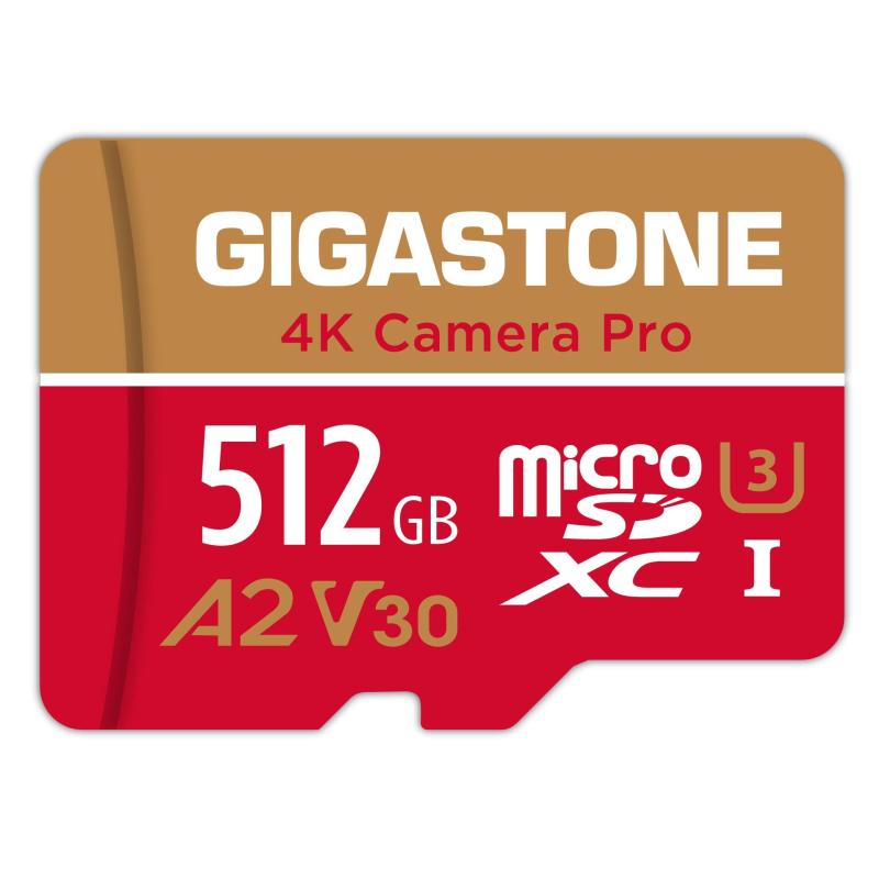 【5年資料引きもどす・無償取り替えっこ】GIGASTONE マイクロsd歌留多 512GB 4K Camera Pro microSDXC UHS-I A2 V30 U3 C10 150MB/s 4K Ultra 固定ディスク 映像媒体録画 Gopro インスタ360 アクシ