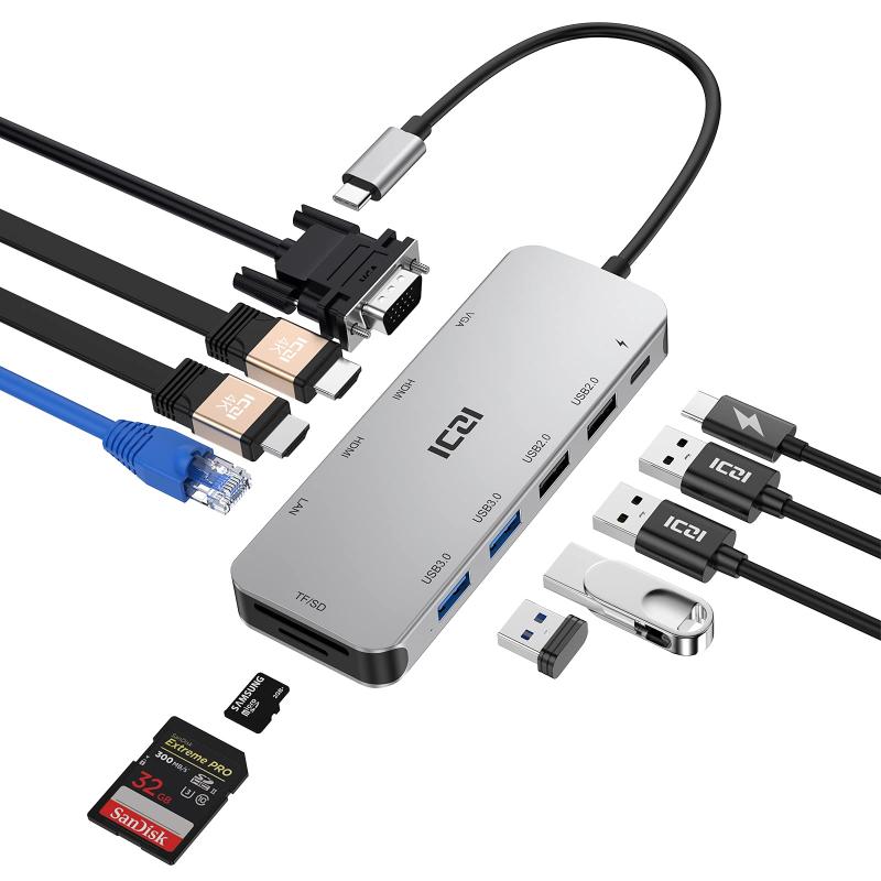 【楽天市場】デュアルHDMI ICZI USB C ハブ 11-in-1 トリプルディスプレイ Type C ハブ 4K 30Hz HDMI ...