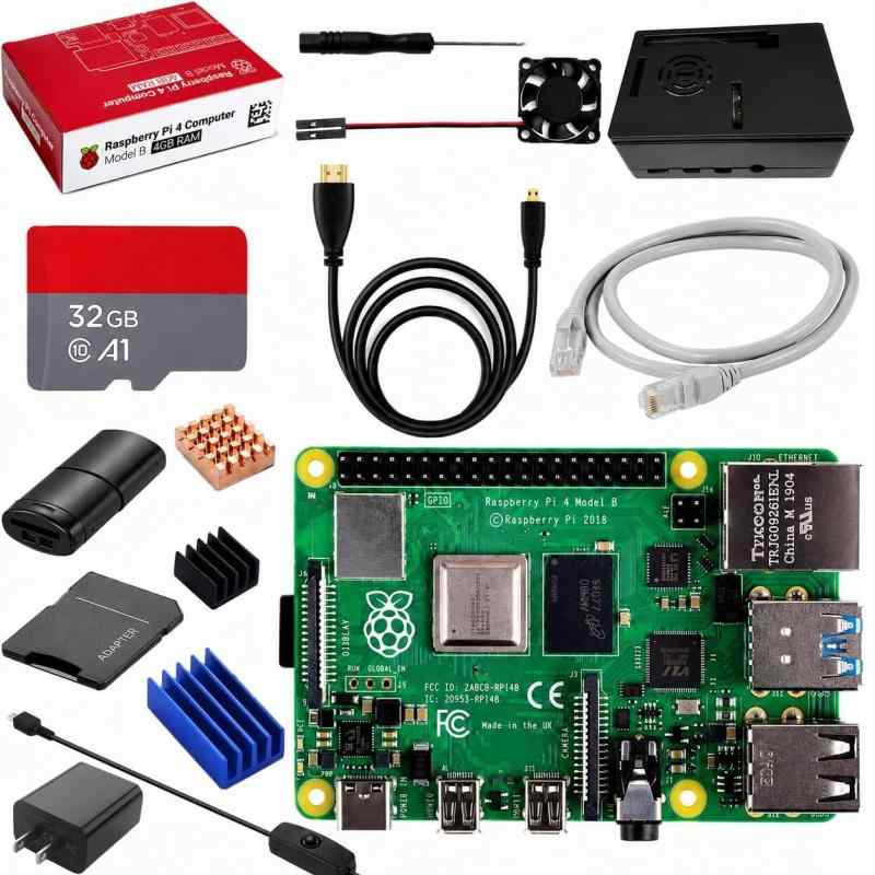 Vemico Raspberry Pi 4 Model B(RAM 4GB)技適マーク付き/ 32GBのMicroSDカード/ 5V 3A USB-Type-C ON/OFFスイッチ付き電源アダプター/MicroHDMI-to-HDMIケーブルライン/C|PeTiTe