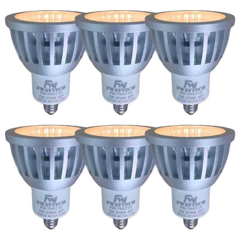 FWAYTECH ez10 led電球 12V COB7W JR50ダイクロ型 ハロゲン電球60W～75W相当 密閉器具対応 (電球色相当(2700K), 7W EZ10口金 60度(6個))