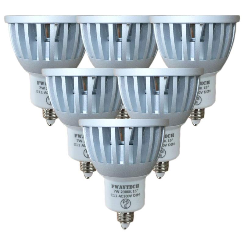 Fwaytech LEDスポット E11 狭角 調光対応 濃い電球色2300K COB7W JDRφ50 LEDハロゲン電球形 60W～75W相当 密閉器具対応 ダイクロハロゲン 6個セット (濃い電球色相当(2300K), 本体銀 (狭角15度) E1