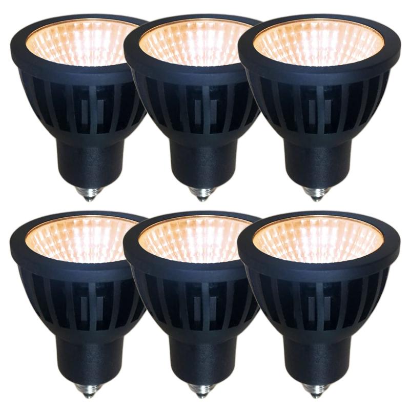 Fwaytech ledハロゲン電球 e11 調光 広角60度 7W ダイクロハロゲン60W～75W相当 ダクトレール用LEDスポットライト 密閉器具対応 6個セット (電球色相当(2700K), 本体黒 (広角60度) E11口金 調光対応)