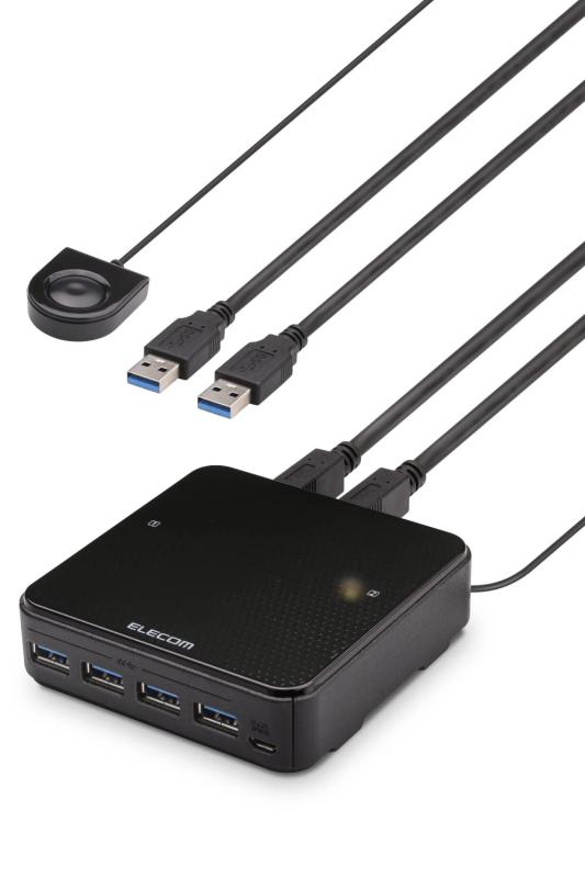 エレコム USBうつり変わり器 パソコン→2界面 USB3.0→4界面 手元取り替えっこ 黒いこと U3SW-T2