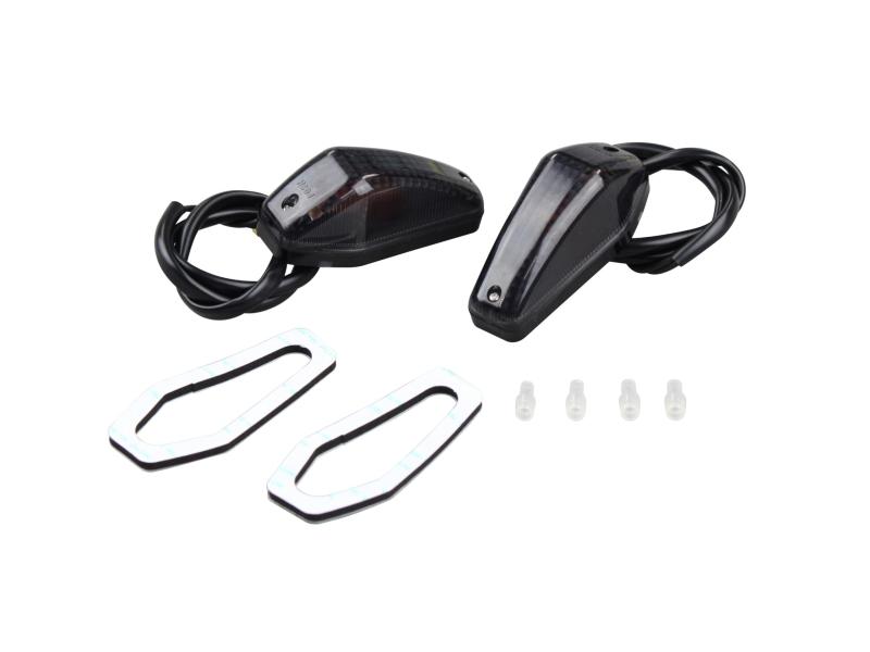 ポッシュフェイス(POSH FAITH) バイク用品 貼り付けウインカー エアロシャープミニタイプ(2個入り) 12V15W電球付 スモークレンズ 090013