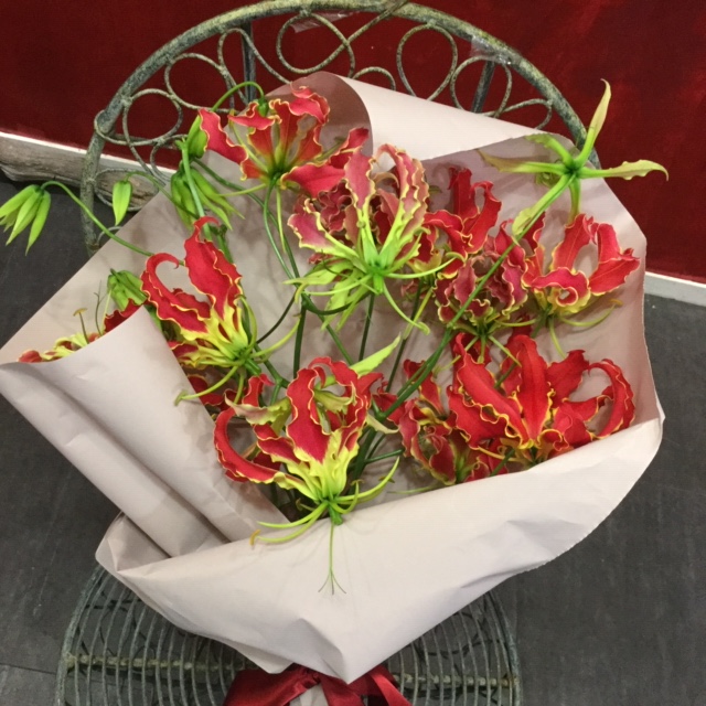 楽天市場 グロリオサの花束 豪華 セレブ海外で人気 誕生日ギフト 記念日 歓送迎に 花言葉は栄光 フラワーショッププチフルール