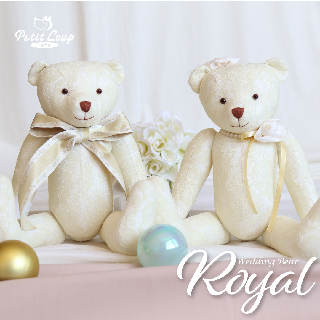 《大サイズ》ウエディングベア ロイヤル[身長35cm Ｍサイズ]  ブライダルベア ウェルカムベア 結婚式 受付 ウェルカムベア 高級感のあるテディベア