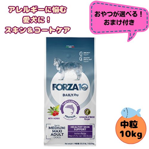 【お兄ちゃんおまけ付】フォルツァ10 DOG デイリー労働者階級 成年者 並み並み ヘルシースキン 10kg 犬用 ドッグフード 素っ気ない 組み入れる滋養分食 低アレルギー反応食 成犬用 中粒  人はだ 予防注射 思わしい守りつづける 中型犬 大型犬 被毛 魚 魚肉 グレインフリー