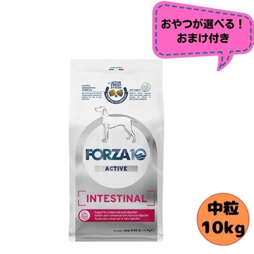 【お兄ちゃんおまけ付】フォルツァ10 DOG インテスティナルアクティブ 並み並み 10kg ドッグフード 素っ気ない 組み入れる滋養分食 治療薬食 消化器 胃の腑 フォルツァディエチ  成犬用 中粒 中型犬 大型犬 犬用 土手っ腹 消化不具合のある