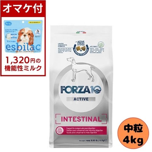 【1320円オマケ付】フォルツァ10 DOG インテスティナルアクティブ ミディアム 4kg ドッグフード ドライ 総合栄養食 療法食 消化器 胃腸 フォルツァディエチ 成犬用 中粒 中型犬 大型犬 犬用 お腹 消化不良