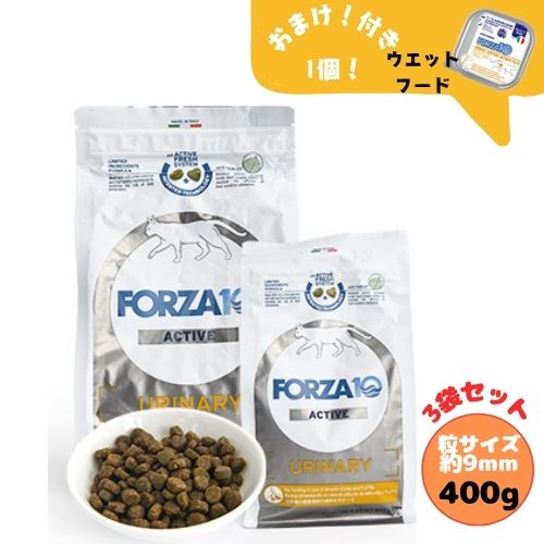 【おまけ付】【3袋セット】フォルツァ10 CAT ウリナリーアクティブ 400g×3袋 キャットフード ドライ 総合栄養食 猫用 泌尿器 尿路 猫のエサ 低アレルギー 成猫用 療法食
