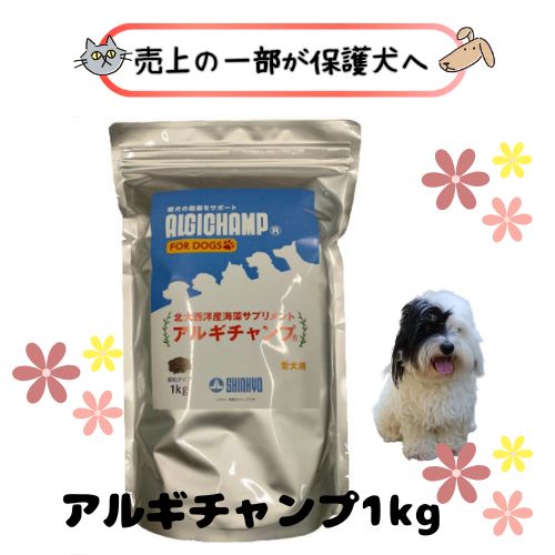 【売り上げ高の構成成分が保護すること犬へ】アルギチャンプ 1kg 犬用 愛犬用 栄養物助けること食料雑貨類 ヴィタミン 鉱物 予防注射力 被毛世話をする 毛艶 加えること