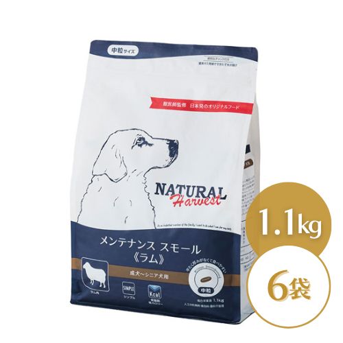 【売上の一部が保護犬へ】 ナチュラルハーベスト メンテナンススモール ラム 1.1kg×6袋 ドッグフード ドライ 成犬用 シニア犬用 普通粒 中粒 犬 犬のご飯 犬用フード 犬の餌 犬のえさ 犬エサ 成犬 シニア犬 ペットフード まとめ買い セット