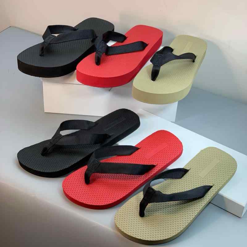 女性用 ビーチサンダル 厚底 防滑 夏用 黒 赤 ・柑其 日常 休? 綿素材 TPU底 増高 純色 布内里 セット脚|ときどき雑貨