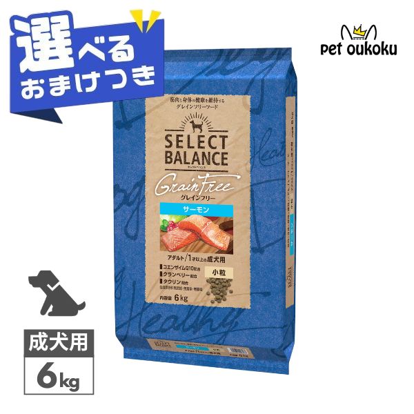 【選べるおまけ付き】 セレクトバランス グレインフリー アダルト サーモン 小粒 1才以上の成犬用 6kg SELECT BALANCE 4541851006477