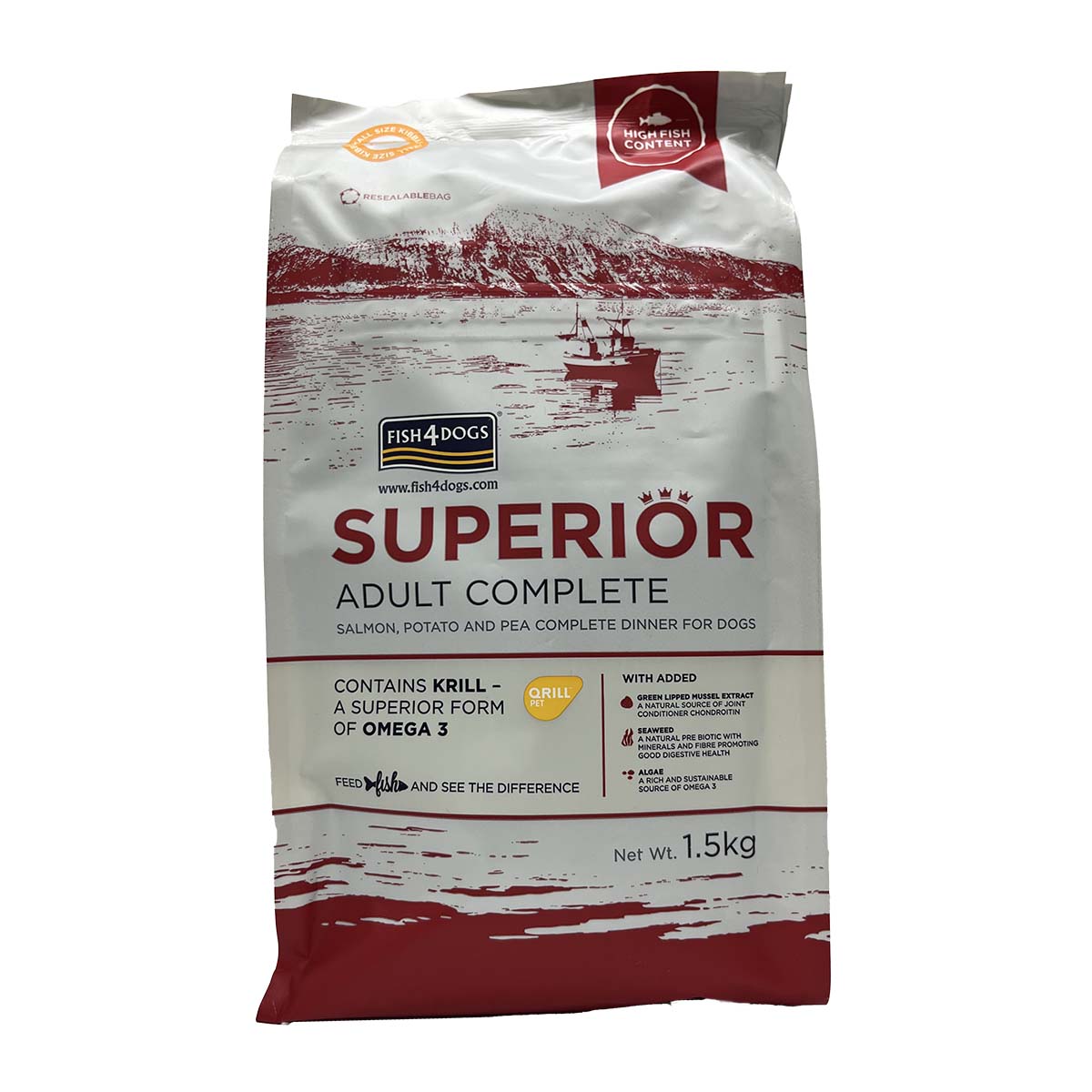 フィッシュ4 ドッグ スーペリア アダルト 全年齢 全犬種用 犬用 1.5kg ドッグ フード 総合栄養食 サーモン