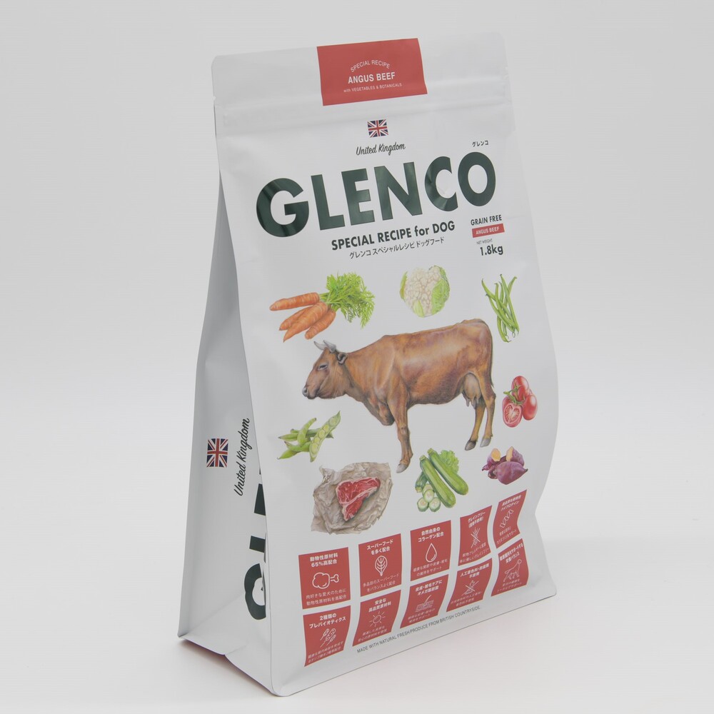 GLENCO グレンコ〜ドッグフード 1,800g(1.8kg) スペシャルレシピ　ヒューマングレード　人間 食べれる　シングルプロテイン　グレインフリー　FEDIAF（欧州ペットフード工業連合会）基準適合