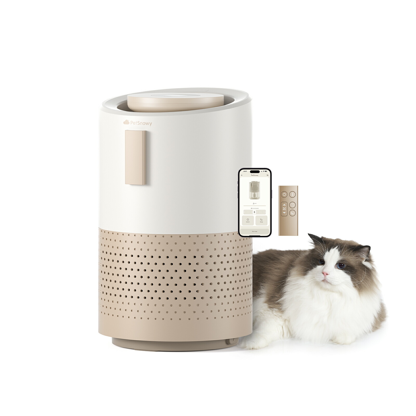 送料無料 PetSnowy 空気清浄機 ペット特化モデル TiO2臭気制御 空気品質監視 花粉対策 アレルギー TiO2臭気制御 省エネ ペット向け H13高効率フィルター 小型