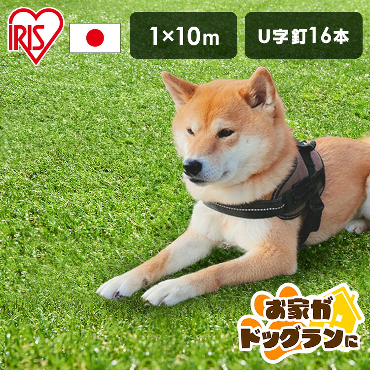 ＼お庭がドッグランに♪／人工芝 1m&times;10m ロール アイリスオーヤマ 芝生 耐久性 防カビ機能付 ハサミ 簡単カット 簡単設置 庭 ベランダ ガーデニング ガーデン テラス バルコニー DIY ペット 犬 子供 リアルな質感 ふかふか IP-30110 リアル人工芝 *｜快適ペットライフ