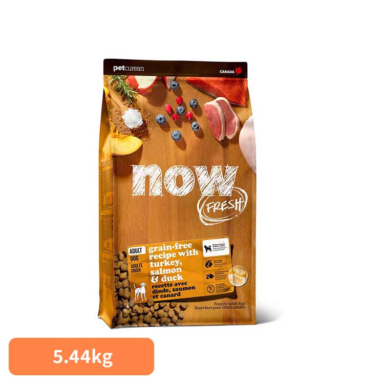 ドッグフード ナウフレッシュ 犬 グレインフリー アダルト 5.44kg ミールフリー 成犬用 総合栄養食 栄養バランス 人工保存料 人工香料 着色料 無添加 ドライ 犬ご飯 ペットフード ドックフード ペットキュリアン *