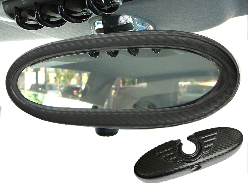 送料無料 BMW MINI ルームミラーカバーセット ウィング R55 R56 R60 (前期) 専用 ミニ 2pcs ミニクーパー アクセサリー カーボン調
