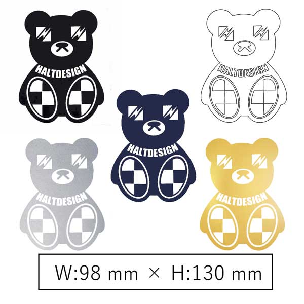 ハルトベア ステッカー Aタイプ Lサイズ 1pcs HALTBEAR 白 黒 ネイビー ゴールド シルバー 車用 シール ベアー ドレスアップ VW AUDI MINI 国産車 クマ かわいい画像