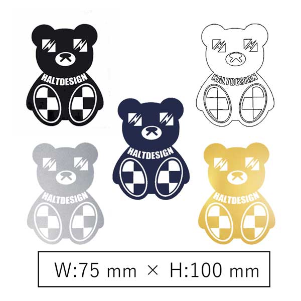 ハルトベア ステッカー Aタイプ Mサイズ 1pcs HALTBEAR 白 黒 ネイビー ゴールド シルバー 車用 シール ベアー ドレスアップ VW AUDI MINI 国産車 クマ かわいい画像