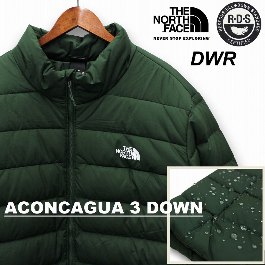 THE NORTH FACE ザ 北の方人間の顔 ACONCAGUA 3 DOWN JACKET 落ち込む上衣 メンズ PINE NEEDLE 緑であること系色 RDS証明グースダウン DWR撥水産業
