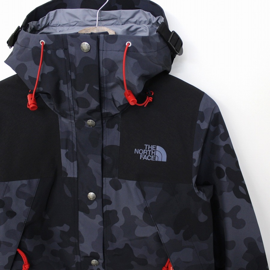 black and camo north face jacket