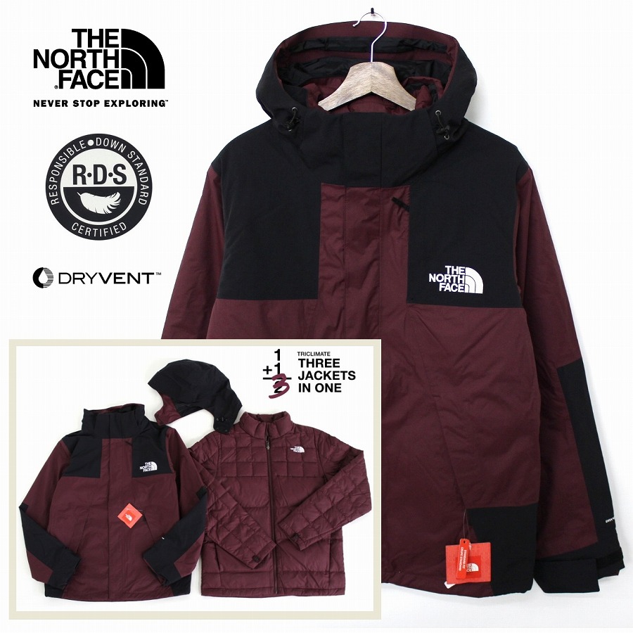 楽天市場 The North Face ザ ノースフェイス 3way仕様 Bandon Triclimate Jacket トリクライメイト ジャケット マウンテンジャケット ダウンジャケット メンズ ボルドー 黒 P F マーケット