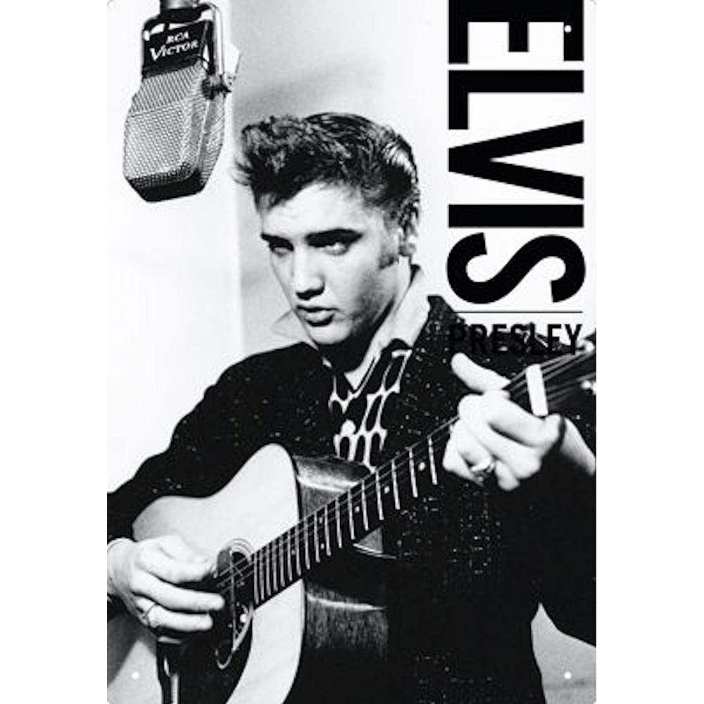 楽天市場 Elvis Presley エルヴィスプレスリー 生誕85周年記念 B W Tin Sign アンティーク メタルボード インテリア額 公式 オフィシャル Pgs
