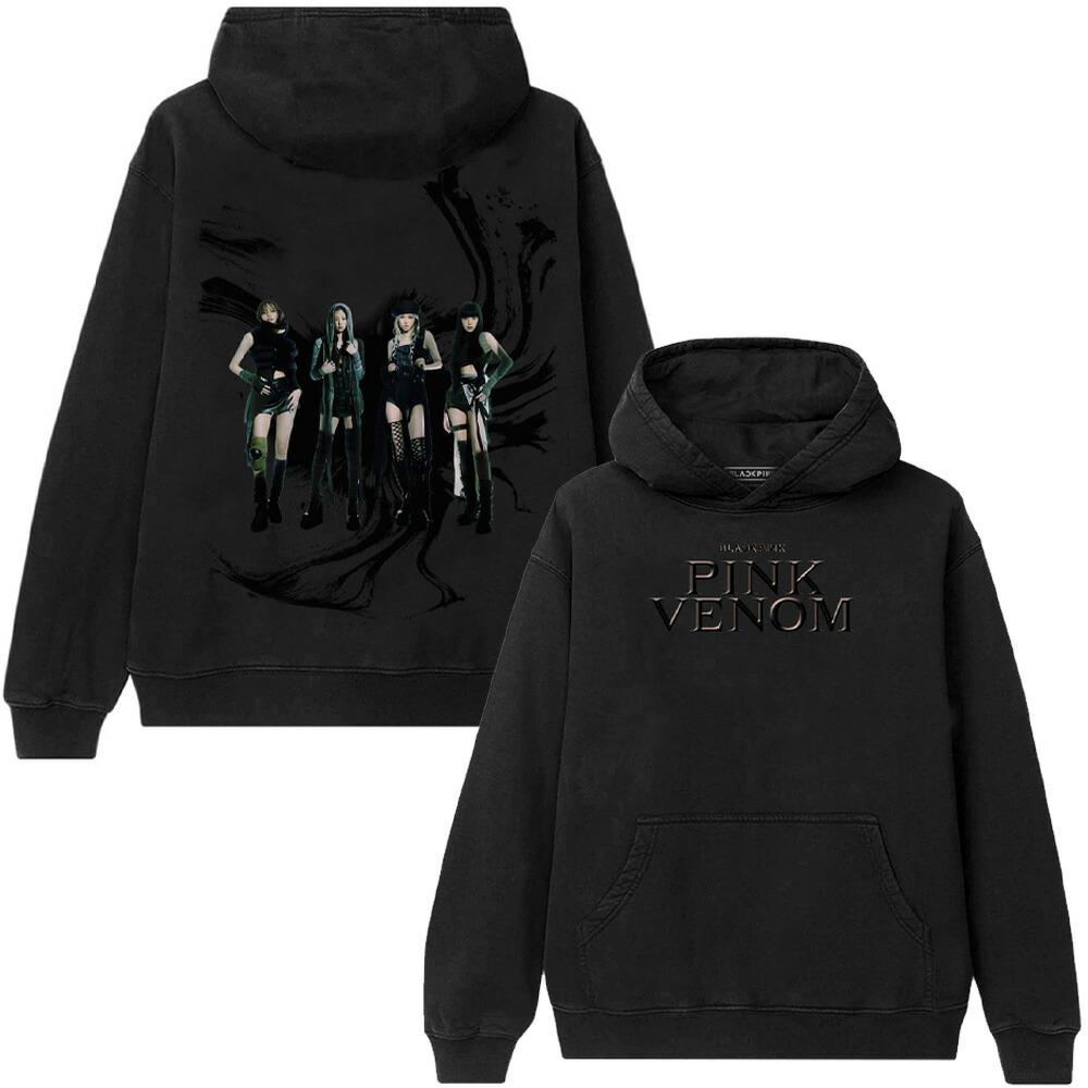 BLACKPINK PINK VENOM Tシャツ・パーカーセット Blackpink 'Pink Venom Logo' (Black) T-Shirt Ã‚Â¦ Eyesore Merch