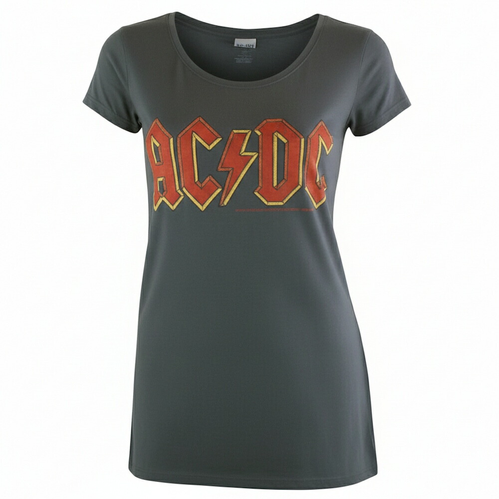 AC/DC エーシーディーシー (来日 45周年 ) - Logo / Amplified（ ブランド ） / ヴィンテージ / Tシャツ / レディース 【公式 / オフィシャル】