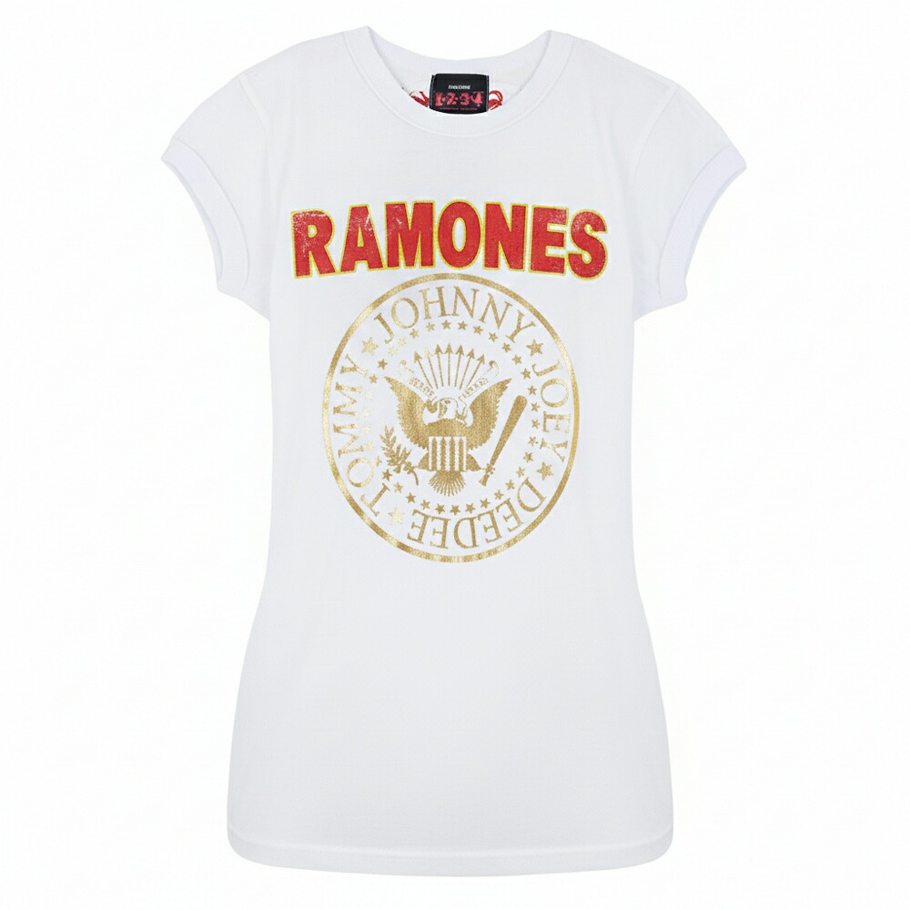 RAMONES ラモーンズ (デビュー 50周年 ) - Gold Foil / Amplified（ ブランド ） / ヴィンテージ / Tシャツ / レディース 【公式 / オフィシャル】