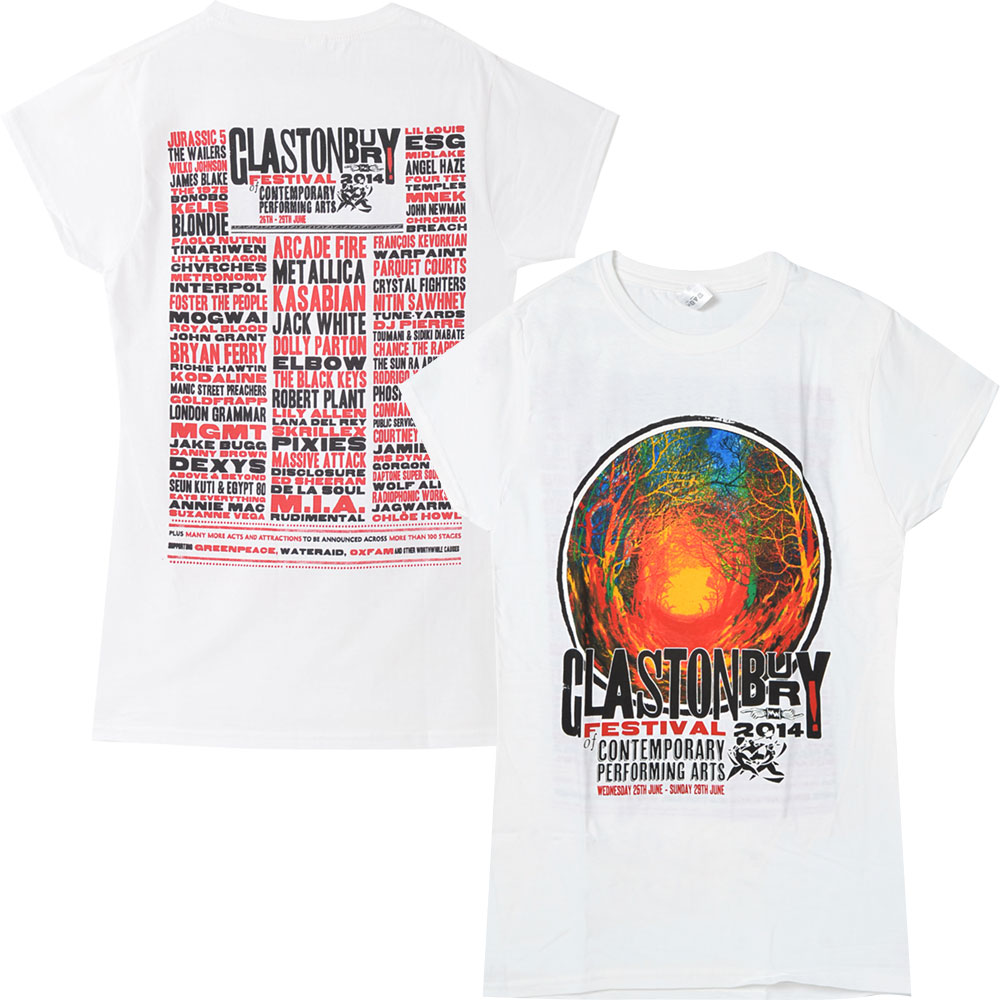 フェス公式Tシャツ GLASTONBURY グラストンベリー (開催 55周年 ) - FESTIVAL 2014 （超レア） / バックプリントあり / ヴィンテージ / Tシャツ / レディース 【公式 / オフィシャル】