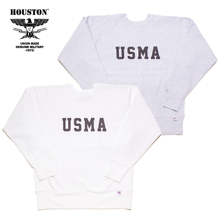 HOUSTON 22322 PRINT U.S. COTTON R/W SWEAT(USMA)【ヒューストン 22322 刷り上げる U.S. 綿織物R/W 流汗(USMA)】メンズ レディース ミリタリー アウトドア 心地好い 流汗 綿織物100％ リバースウィーブ USMA 12.4薬局衡オンス リプロダクト 刷り上げる 裏起毛