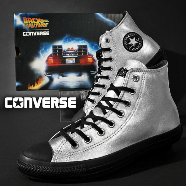 30％OFF 送料無料 デロリアン バックトゥザフューチャー コンバース スニーカー メンズ CONVERSE オールスター ALL STAR TM HI ハイカット BACK TO THE FUTURE レザー コラボ シューズ 靴 シルバー/ブラック 銀 黒