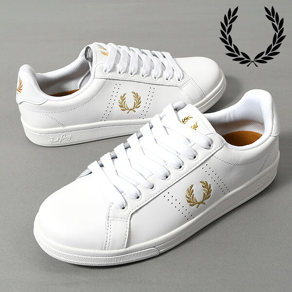 送料無料 フレッドペリー スニーカー FRED PERRY メンズ B71 LEATHER レザー 本革 天然皮革 ローカット レザースニーカー シューズ 靴 ホワイト/ゴールド 白 B6312 国内正規品
