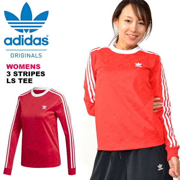 3本ライン長袖TシャツadidasOriginalsアディダスオリジナルスレディース3STRIPESLSTEEロンTロゴシャツ2019秋新作FZG40