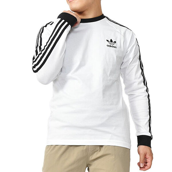 楽天市場 送料無料 アディダス オリジナルス 長袖 Tシャツ Adidas Originals メンズ 3 Stripes Ls Tee ロンt ロゴ シャツ 3本ライン ホワイト 白 21春新作 Ray Green