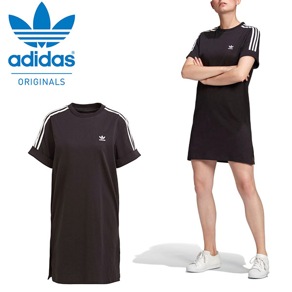 楽天市場 送料無料 アディダス Tシャツワンピ Adidas レディース Tee Dress 半袖 Tシャツ ワンピース ワンポイント ロゴ 3本ライン Originals オリジナルス 21春新作 Ray Green