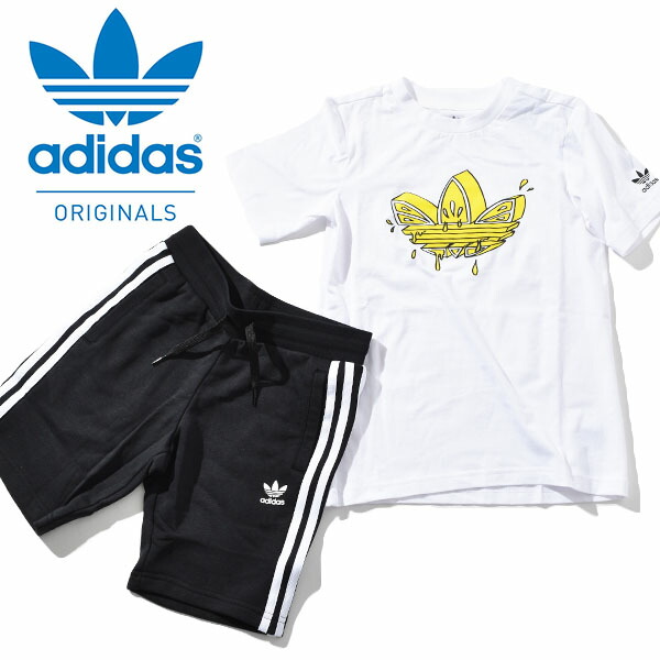 楽天市場 送料無料 アディダス キッズ 上下セット 半袖tシャツ ショートパンツ Adidas 子供 ジュニア Short Tee Set ロゴ 男の子 子供服 セットアップ Originals オリジナルス 21春新作 Ray Green