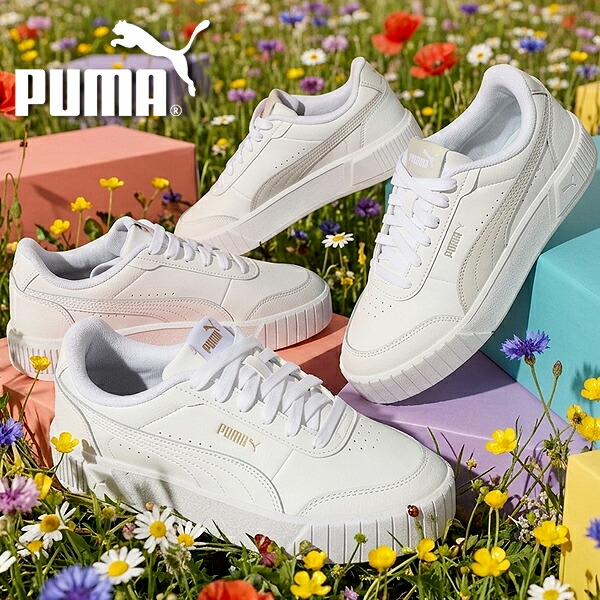 2026春夏新色 送料無料 プーマ レディース 厚底 スニーカー PUMA キャリーナ ミア ローカット シューズ 靴 ホワイト 白 402637