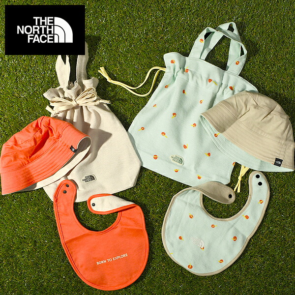2026春夏新作 ネコポス発送！送料無料 2点セット ノースフェイス 子供 キッズ ハット スタイ THE NORTH FACE Baby Hat & Bib Set ベビーハット&ビブセット リバーシブルハット 帽子 巾着付き NNB02610