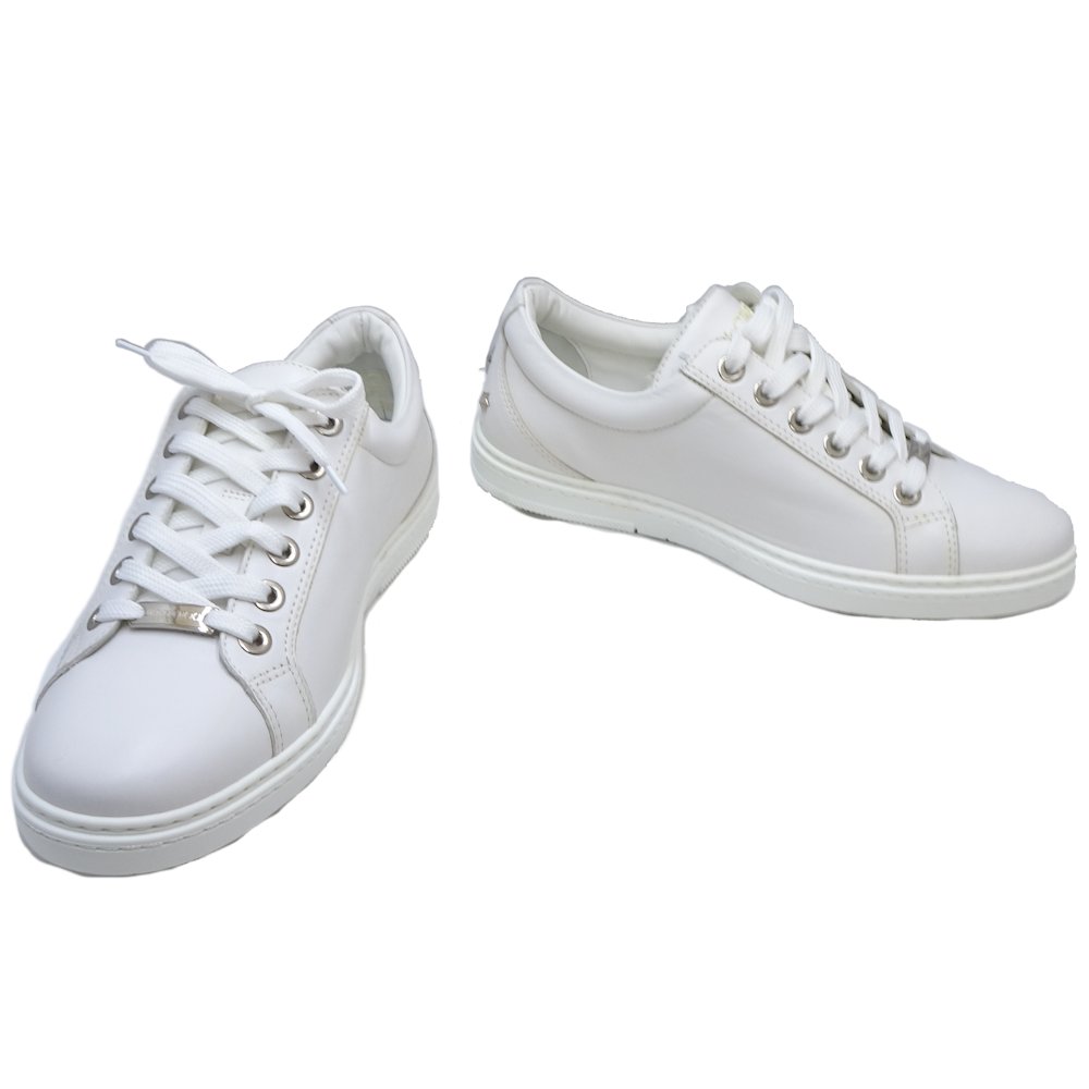 楽天市場 ジミーチュウ Jimmy Choo ローカットスニーカー メンズ Cash Atq キャッシュ レザー ラバー ホワイト シルバースタッズ サイズ41 1 2 中古 Luxury Brand ミドリヤ楽天市場店