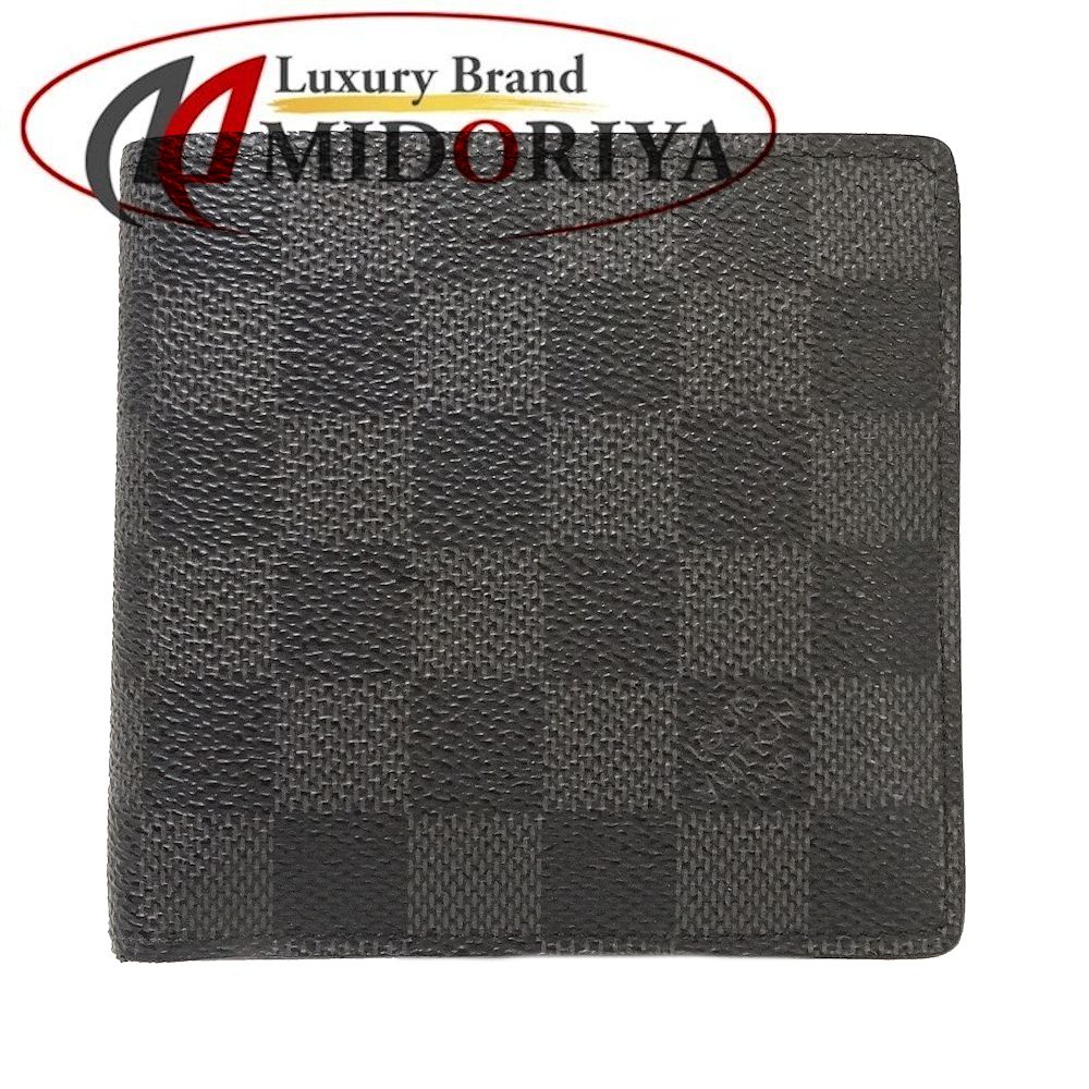 美しい ルイヴィトン Louis Vuitton コンパクト財布 二つ折り メンズ ダミエ グラフィット ポルトフォイユ マルコ ブラック N 中古 正規激安 Costeira Adv Br