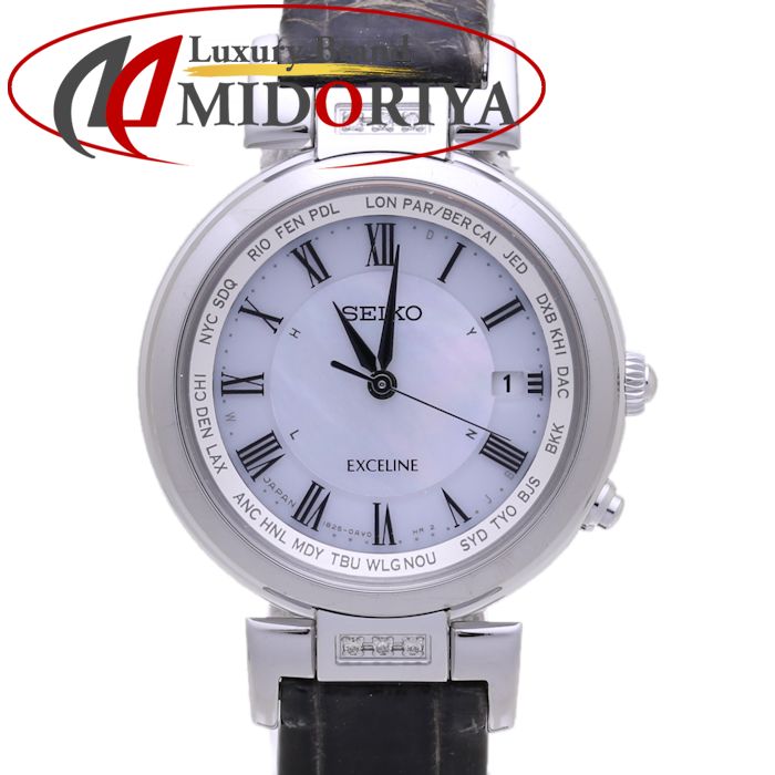 セイコー エクセリーヌ ラグダイヤ レディース SWCW109 1B25-0AM0 ソーラー /38427 【中古】 腕時計
